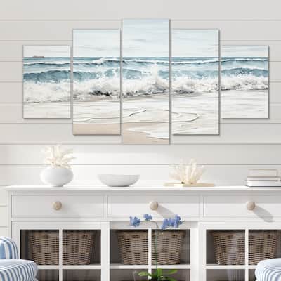 Designart "Beach Minimalism Landscape III" Nautical & Beach Metal Wall Décor Set