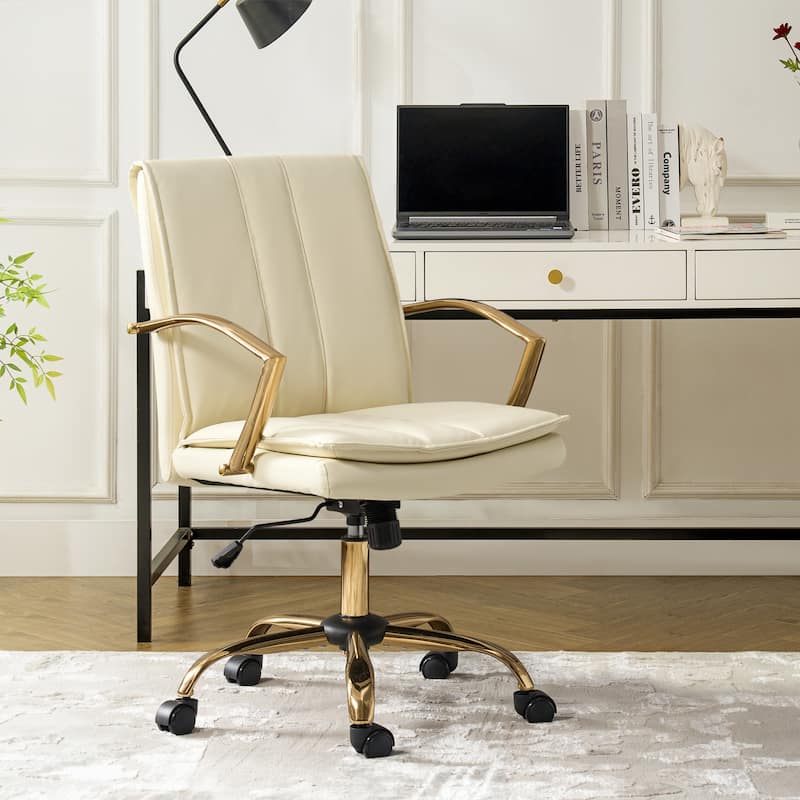 Ignacio Modern Leather Rocking Office Chair with Metal Base by HULALA HOME
