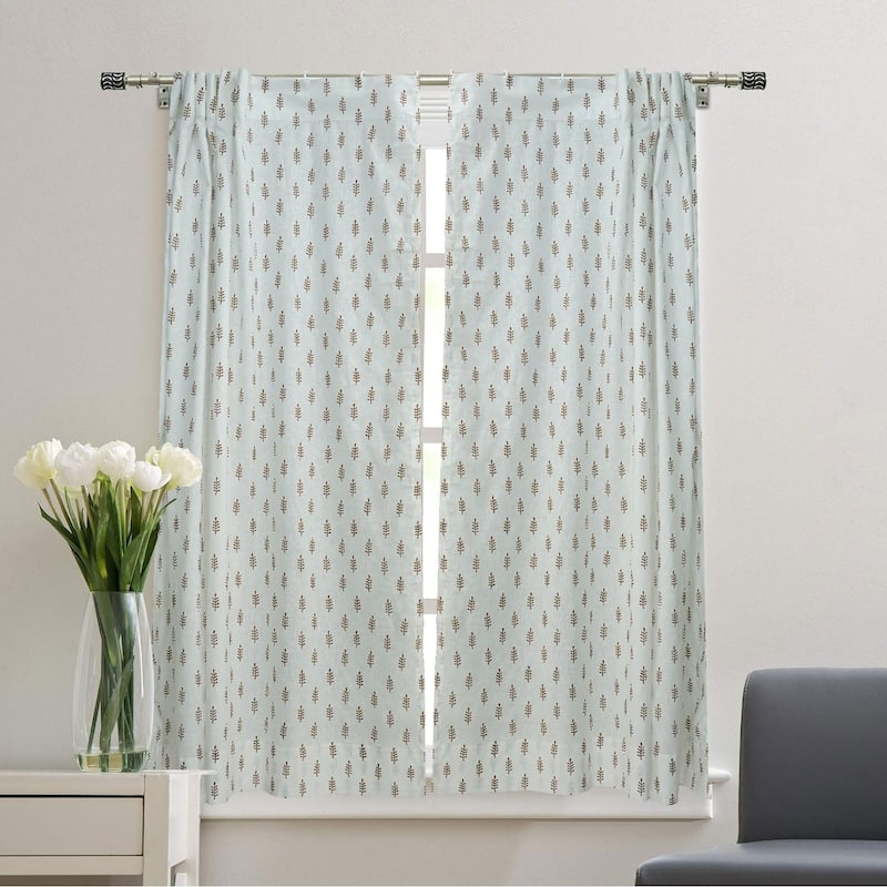 Fabdivine Handmade Block Print Floral Curtain Perfect for Room or Window Décor