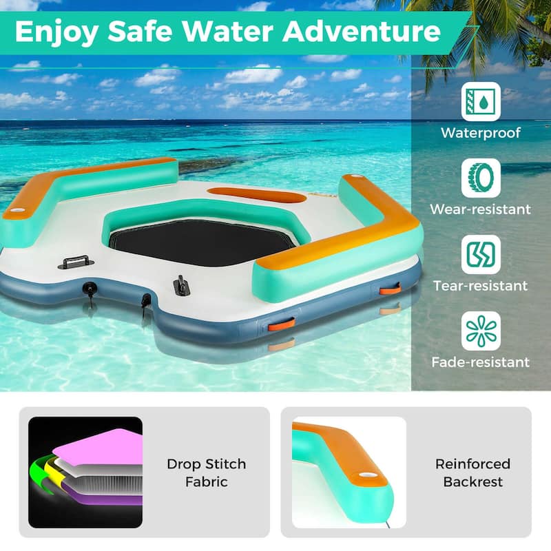 8.7FT x 8.7FT Inflatable Floating Dock Platform w/Detachable Ladder