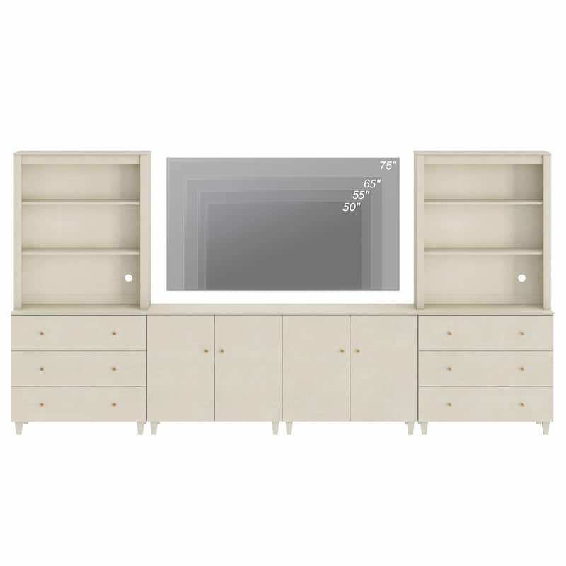 WAMPAT Wall Unit Entertainment Center for 75" TVs with Drawers&Doors