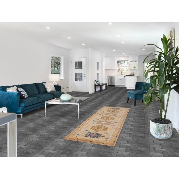 Geometric Kazak Runner Rug Hand-Knotted Beige Wool Carpet - 2'5"x 8'0"