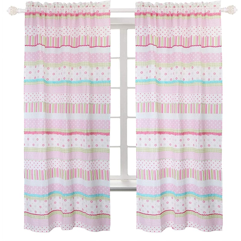 Taylor & Olive Sunfish Pastel Floral Stripe Rod Pocket Curtain Panel Pair