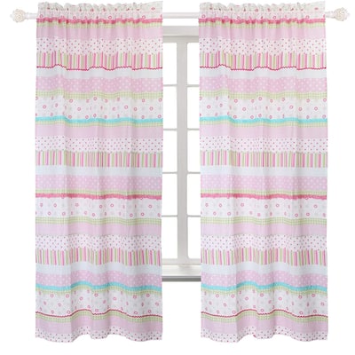 Taylor & Olive Sunfish Pastel Floral Stripe Rod Pocket Curtain Panel Pair