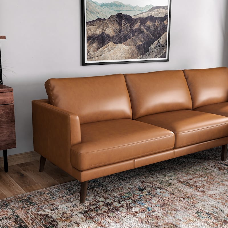 Lucio Modern Living Room Top Leather Corner Sectional Couch in Tan