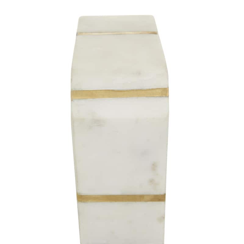 Marble Geometric 8 lbs Decorative Bookends with Gold Inlay - Set of 2 White - CosmoLiving by Cosmopolitan