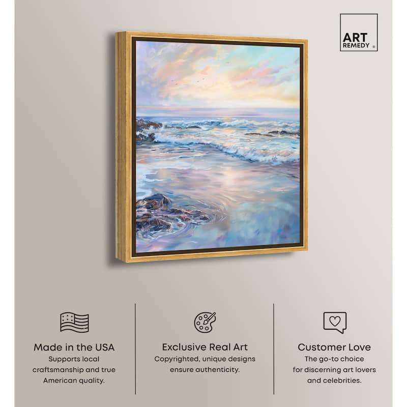 Art Remedy Dreamy Shoreline Framed Sailing 1 Piece Canvas Wall Art