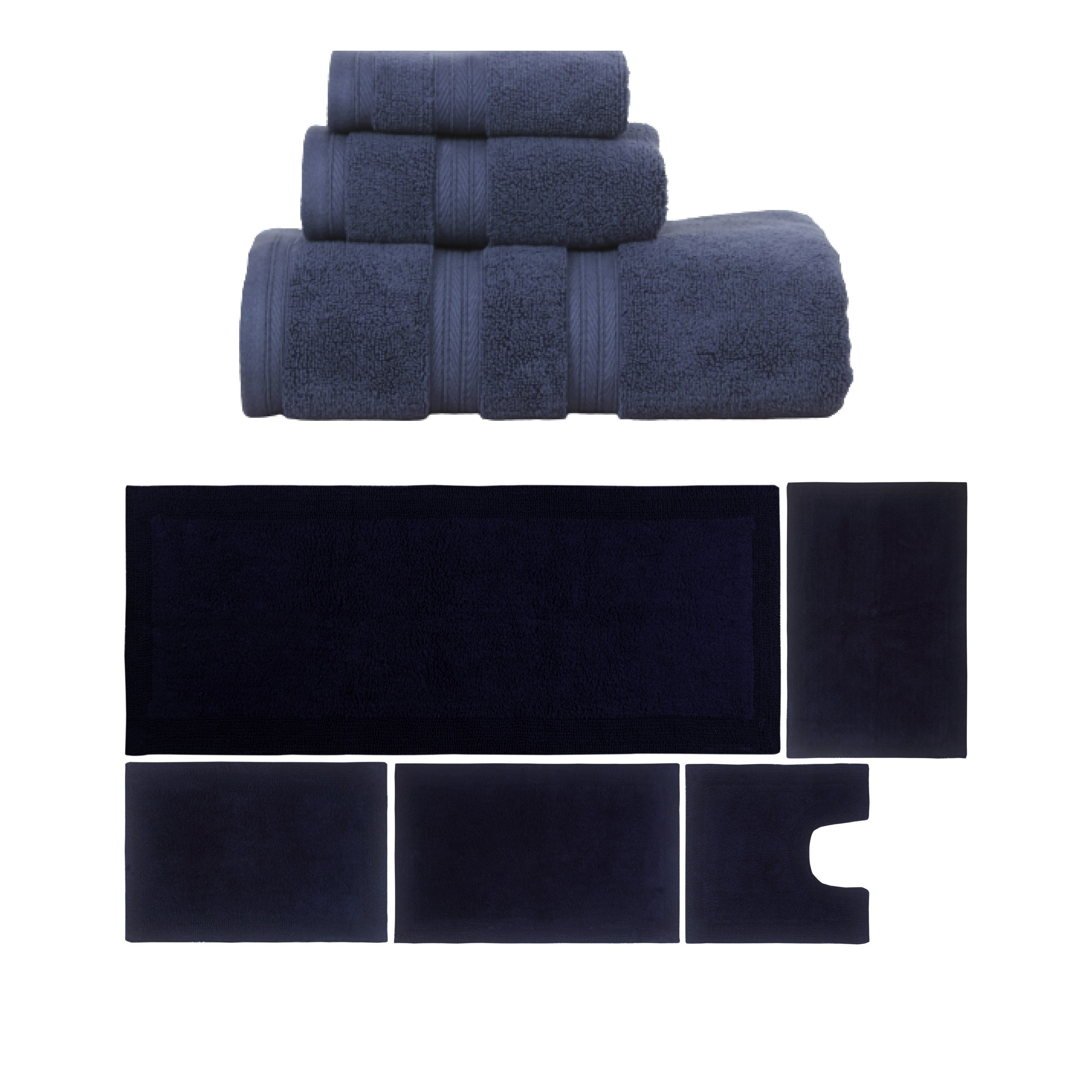 Home Weavers Luxury Collection 100% Soft Cotton Super Absorbent 3 Pc Towel Set & 5 Pc Bath Rug Set, Machine Wash (Set of 8)
