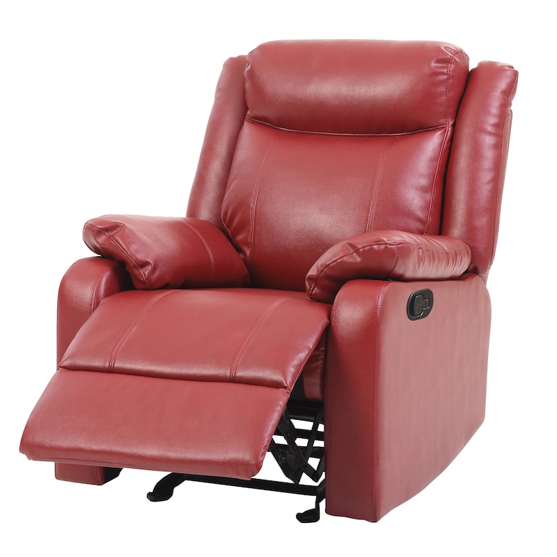 Solid Upholstered Reclining Accent Chair with Padded Arms - 40" - Red