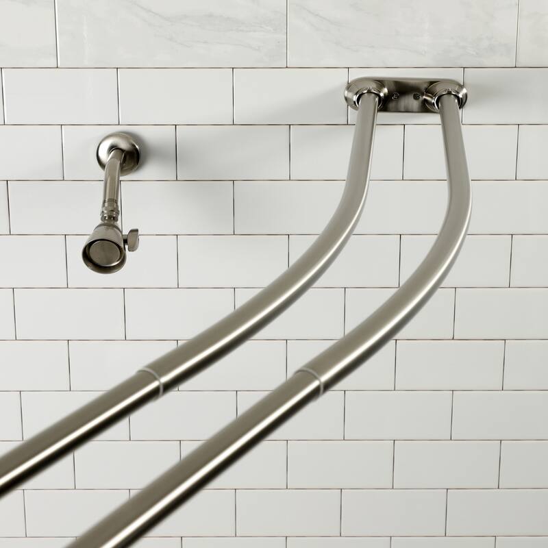Edenscape Adjustable 60-72 in. Double Curved Stainless Steel Shower Curtain Rod