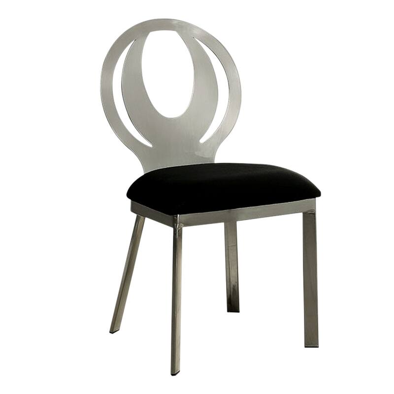Orla Contemporary Side Chair With Black Microfabric Seat, Set Of 2 - 37 H x 17 W x 21 L Inches - Silver, Black