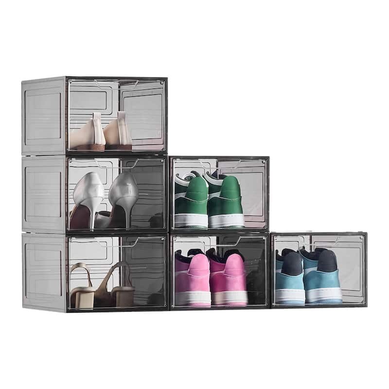 Stackable Shoe Storage Boxes Size 13 with Magnetic Door