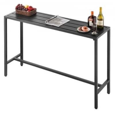 55 x 15 in Rectangular Outdoor Bar Table with Steel Frame and Waterproof Galvanized Tabletop for Patio - 55”L x 15”W x 39”H