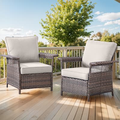 Outdoor PE Rattan Wicker Chairs - Brown