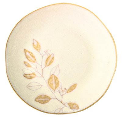 Eucalyptus Ivory Ceramic Appetizer Plates Dishwasher Safe 7x7 Everyday Dining
