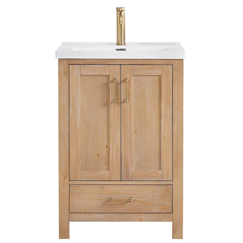 Gela Single Sink Bath Vanity with Drop-In Ceramic Basin without Mirror
