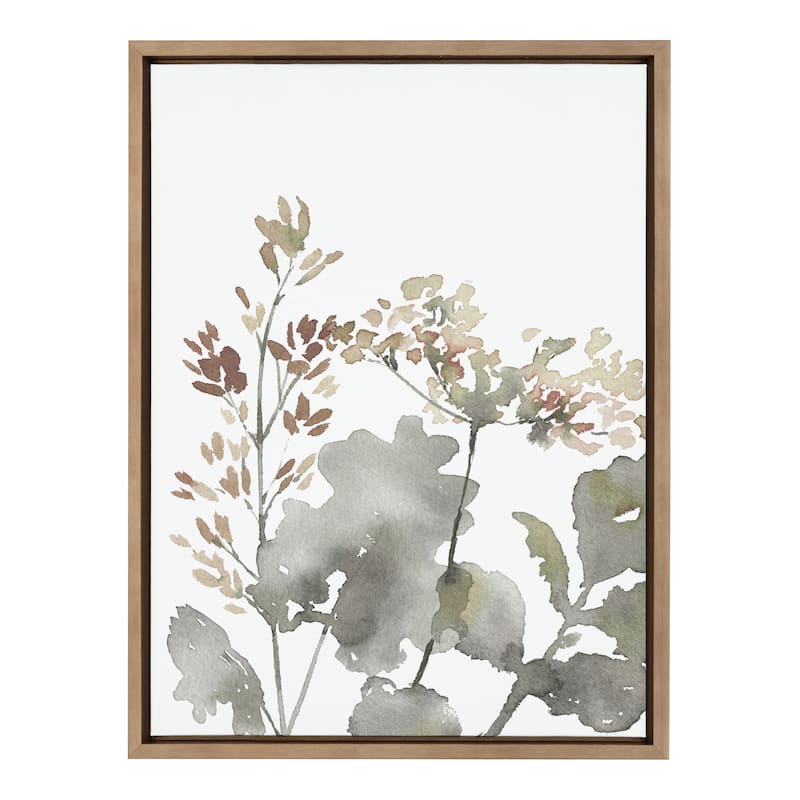 Kate and Laurel Sylvie Botanical Soft Yellow Framed Canvas by Sara Berrenson