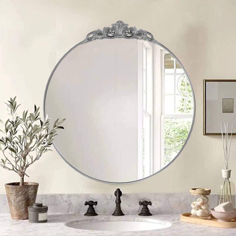 Ornate Wall Mirror Baroque Vintage Mirror - 32X30 - Silver