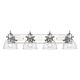 preview thumbnail 2 of 1, Yep by Golden Lighting Hines 4-light Vanity in Chrome and Seeded Glass