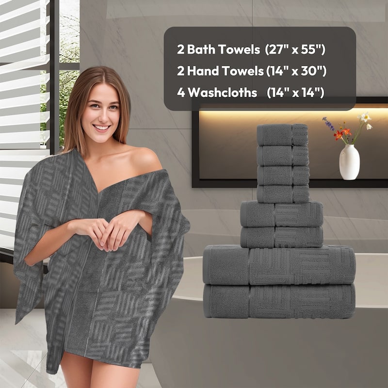 Luxury Jacquard 8 Piece Bath Towels Set