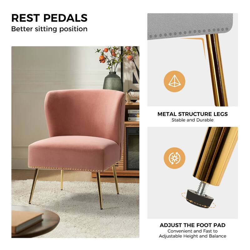 Celtia Modern Velvet Accent Side Chair with Nailhead Trim by HULALA HOME