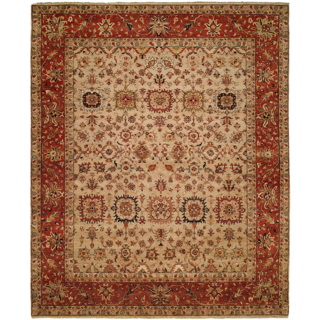 Traditional Multi-Colored Hand-Knotted Wool Area Rug