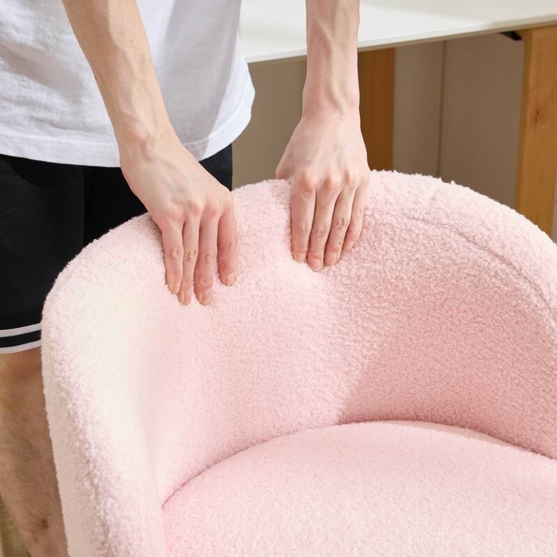 Teddy Swivel Chair Adjustable Rolling Office Desk Chair with Wheels and Support for Living Room - N/A