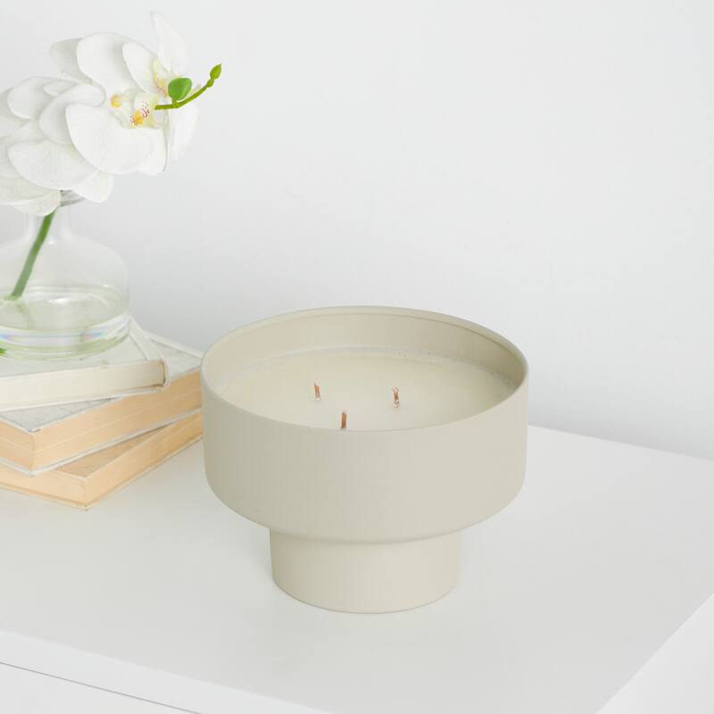Metal Scented Matte 50 oz 3 Wick Candle with White Wax