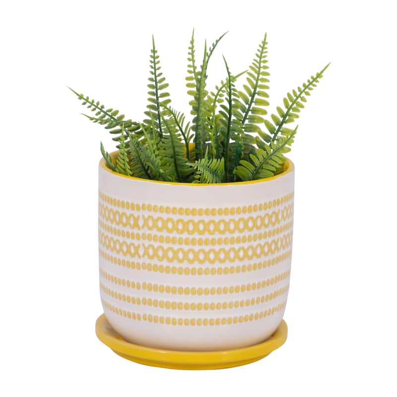 Sagebrook Home Ceramic Planter with Saucer