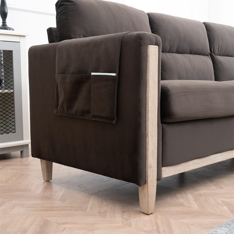 Comfortable Solid Wood Three-Seater Sofa with Soft Cushions