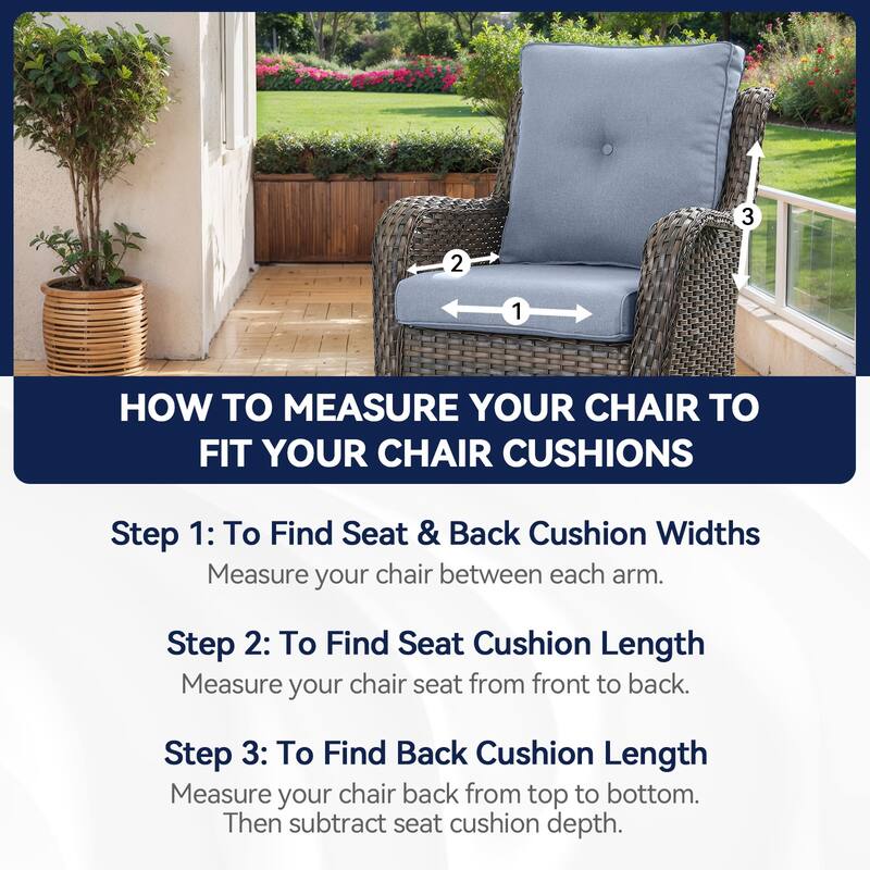 All-Weather Deep Seating Chair Cushions for Patio Chairs