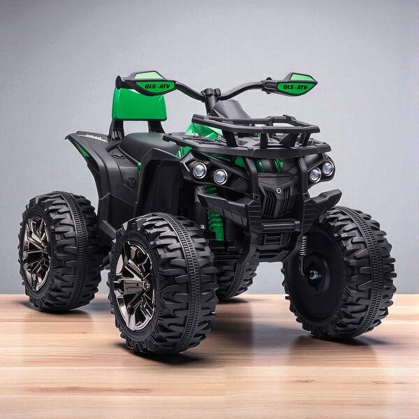 slide 2 of 7, 12V Kids 4-Wheeler Ride-On ATV with LED Headlights, Music, Wide Wheels, and Acceleration Pedal for Boys & Girls Green