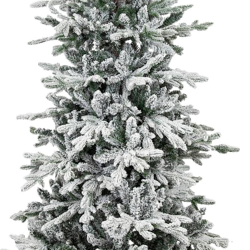 HomeRoots 6' Slender Flocked Pine Christmas Tree - Green/White - 42.00 in. x 72.00 in. x 42.00 in.