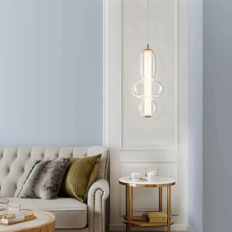 Starsky LED 3000K Tiered Clear Glass Pendant - Gold