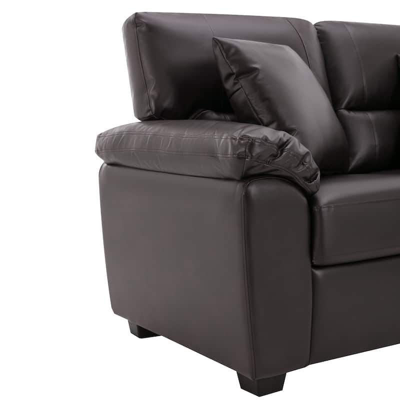 Morden Fort Upholstered Living Room Set, 2 Pieces, Faux Leather Loveseat and Sofa