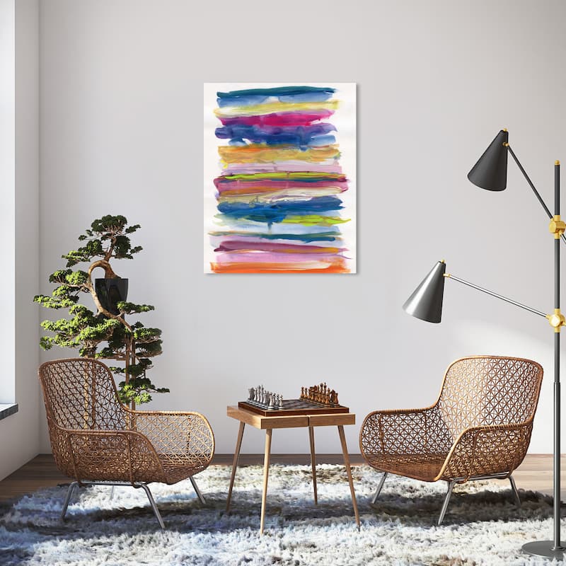 Wynwood Studio Abstract Striped and Neon Blue and Modern & Contemporary Wall Art Canvas Print - 36 x 30