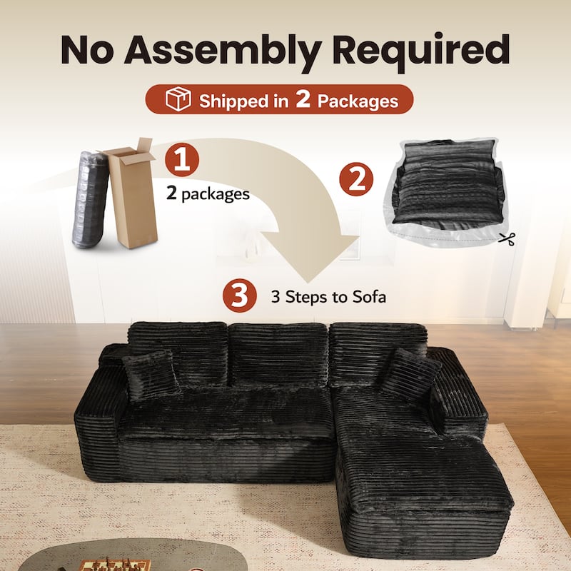 OVIOS No-Assembly L-Shaped Chaise Sofa
