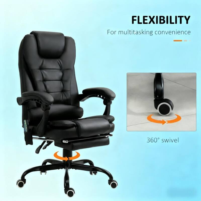 Massaging Office Desk Chair, Massage Office Chair High Back with Lumbar Support, Footrest