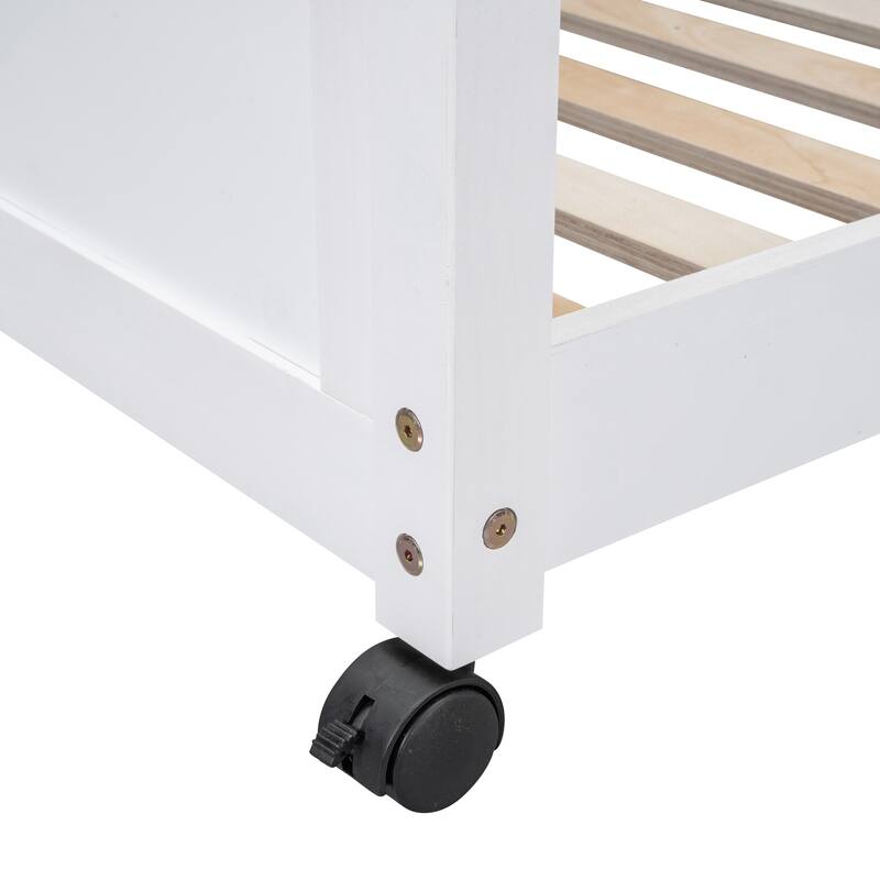 Twin Over Full Bunk Bed with Desk and Drawers, Space-Saving for Bedroom