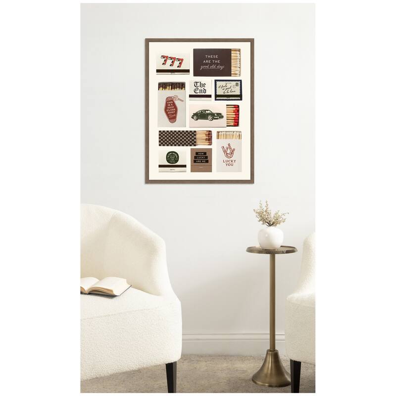 Kate and Laurel Vintage Matchbox by Lucky Guava Framed Canvas Wall Art Print