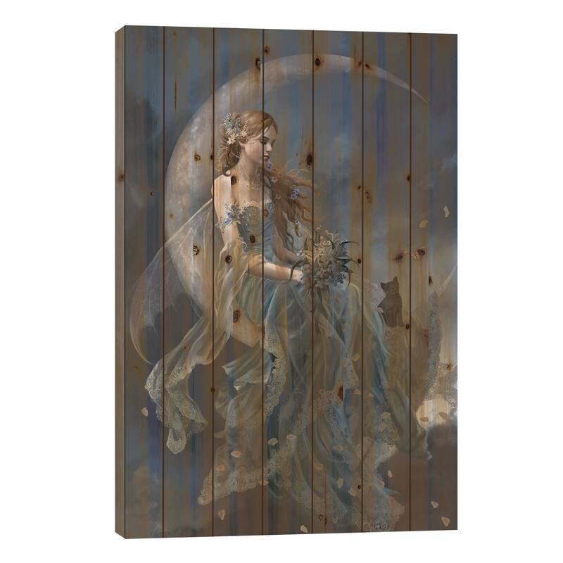 Wind Moon Print On Wood by Nene Thomas - Multi-Color - 26x18x1.5