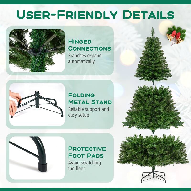 Costway 5/6/7 FT Artificial Christmas Tree with 510/814/990 Branch - See Details - Green