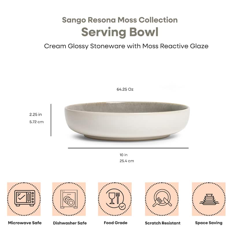 Sango Resona Blue/Black 10" Large Ceramic Serving Bowl (Set of 2), 64.25 oz