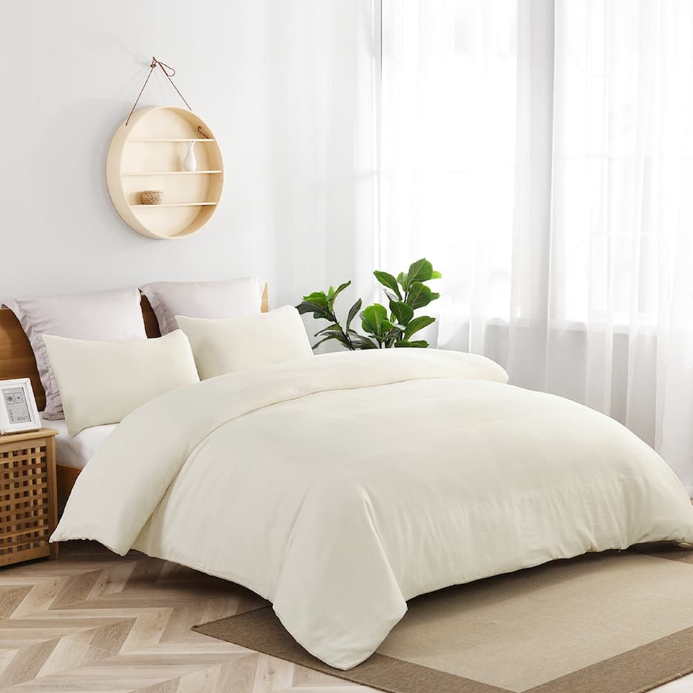 Light-Weight Microfiber Duvet Cover Set with Zipper Closure