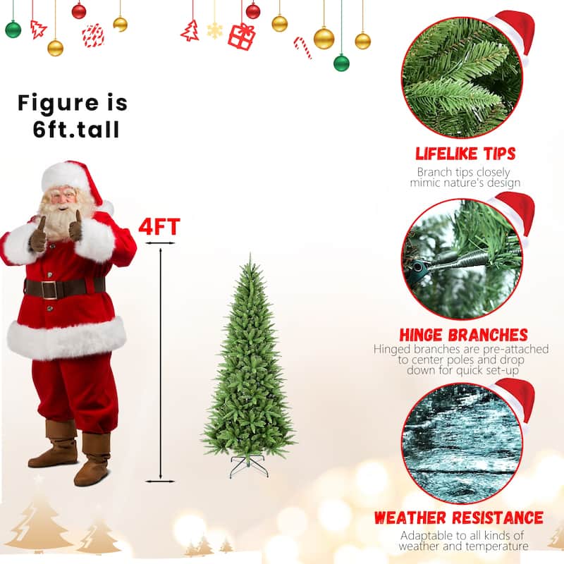 9FT Slim Christmas Tree-2152 Tips, PE+PVC Branches, Hinged Design for Easy Setup