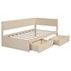 preview thumbnail 9 of 28, Beige Twin Wood Daybed with 2 Drawers, Guardrail, Vintage Style, No Box Spring