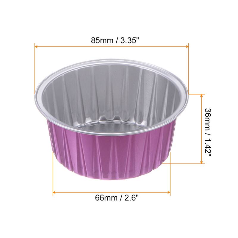 Cupcake Cups, 100pcs 66x36x85mm Aluminum Foil Standard Cupcake Liners - Deep Pink/Silver