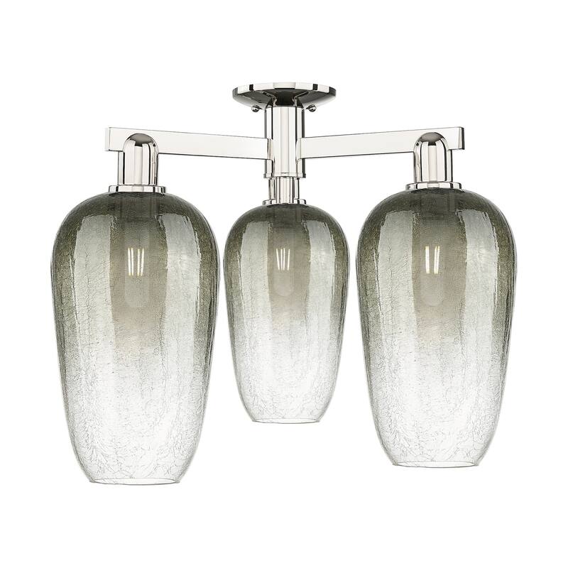 Innovations Lighting 716-3F-17-25 Brookhaven Flute Semi-Flush - Polished Nickel / Slate