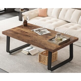 Stunning Modern Rustic Wood And Metal Coffee Table image
