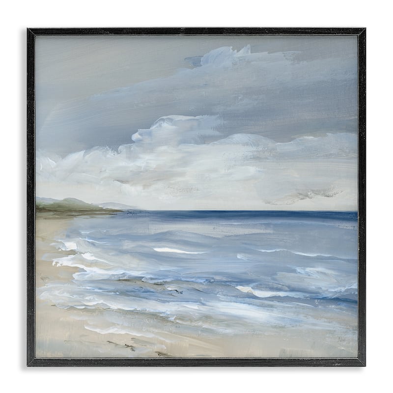 Stupell Stormy Beach Landscape Framed Giclee Art Design By Nan - 17 x 17 - Black